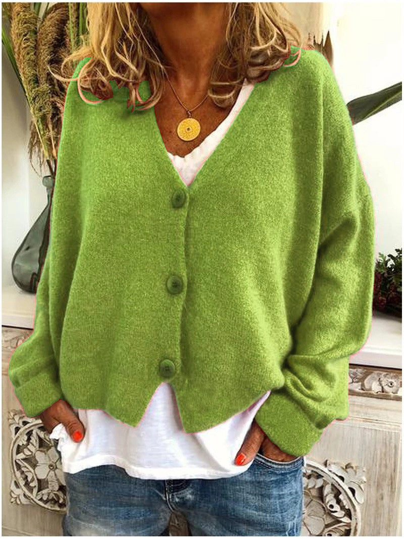 Women's V-Neck Long-Sleeve Button-Up Cardigan