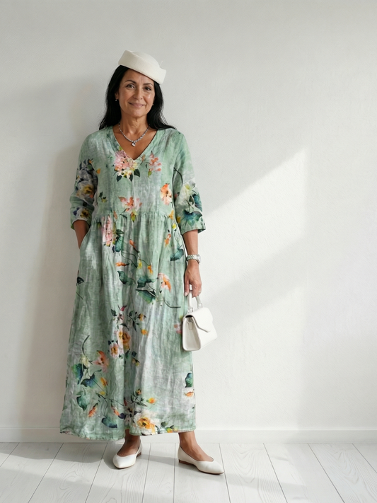 Women's V-Neck Tiered Maxi Dress