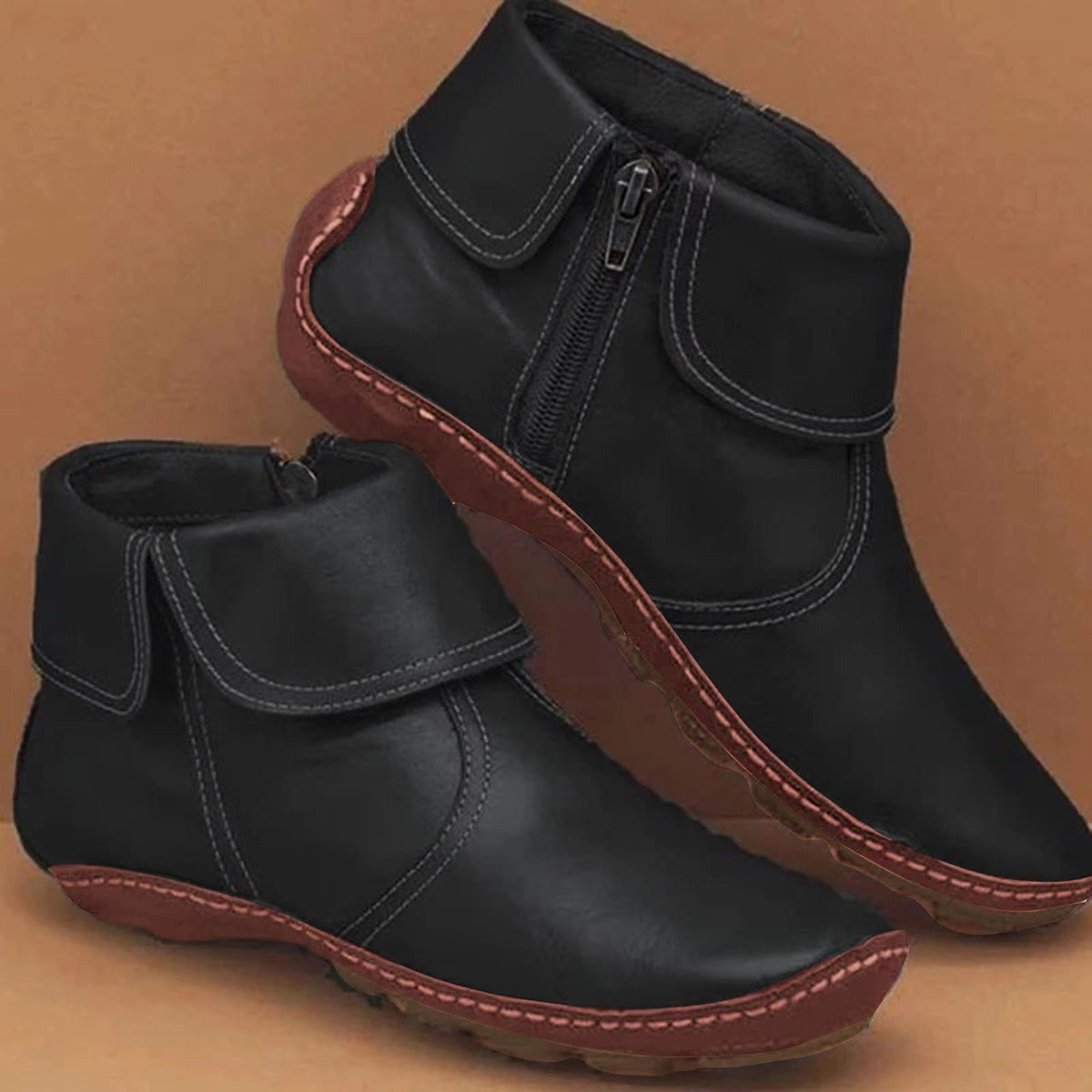 Women's Vintage-Style Boots with Contrast Stitching