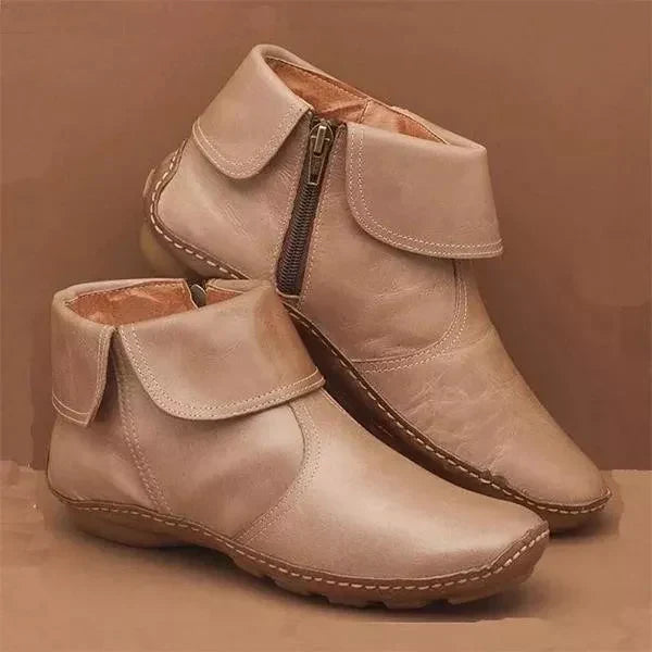 Women's Vintage-Style Boots with Contrast Stitching