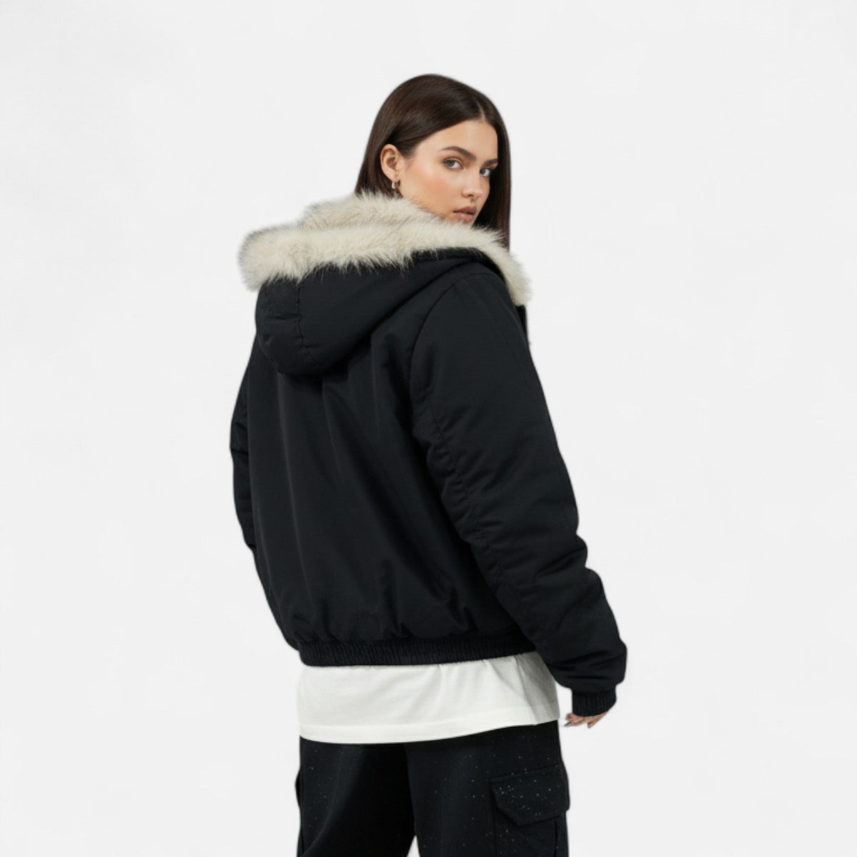 Women's Vintage Winter Jacket – Fur Collar & Fitted Waist