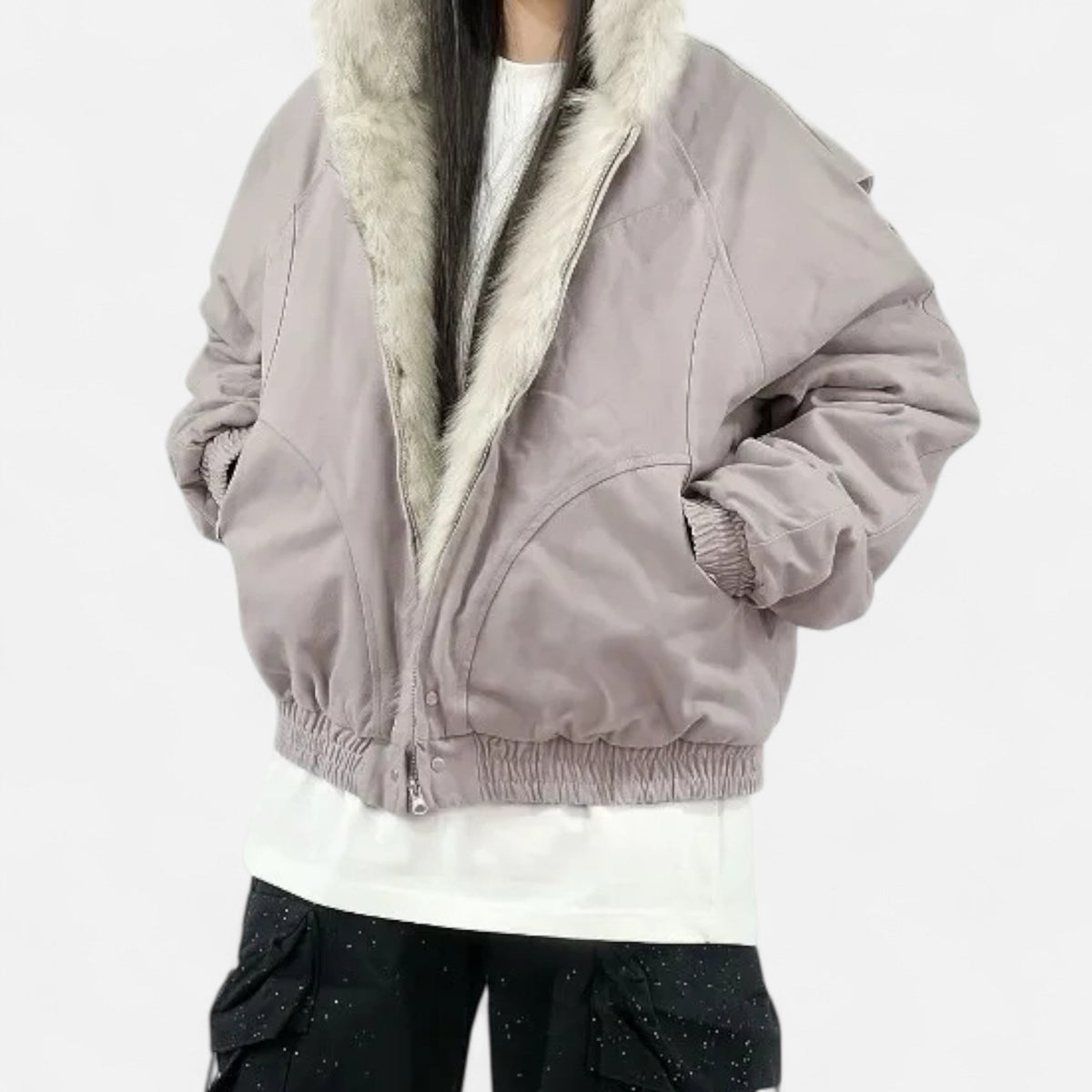 Women's Vintage Winter Jacket – Fur Collar & Fitted Waist