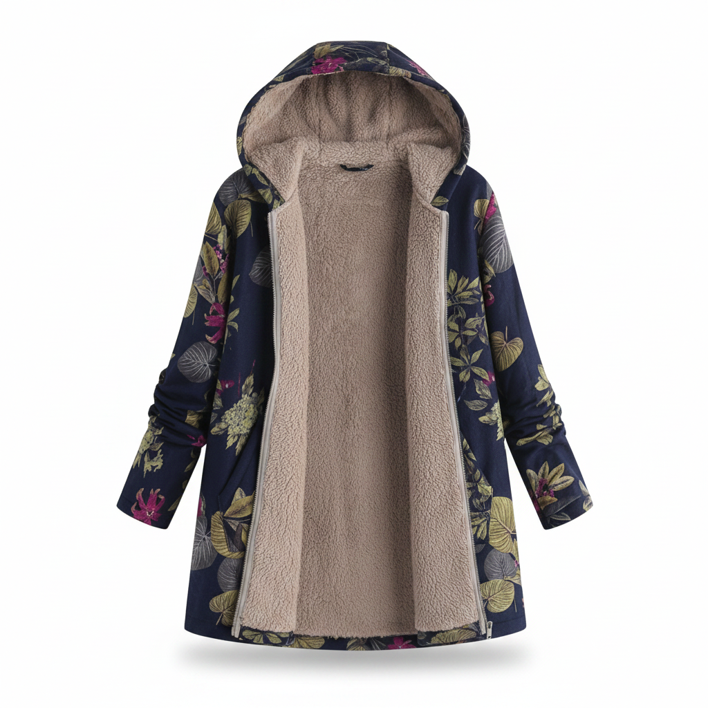 Women's Warm Zip-Up Fleece Hooded Jacket - Teddy Fleece Winter Jacket
