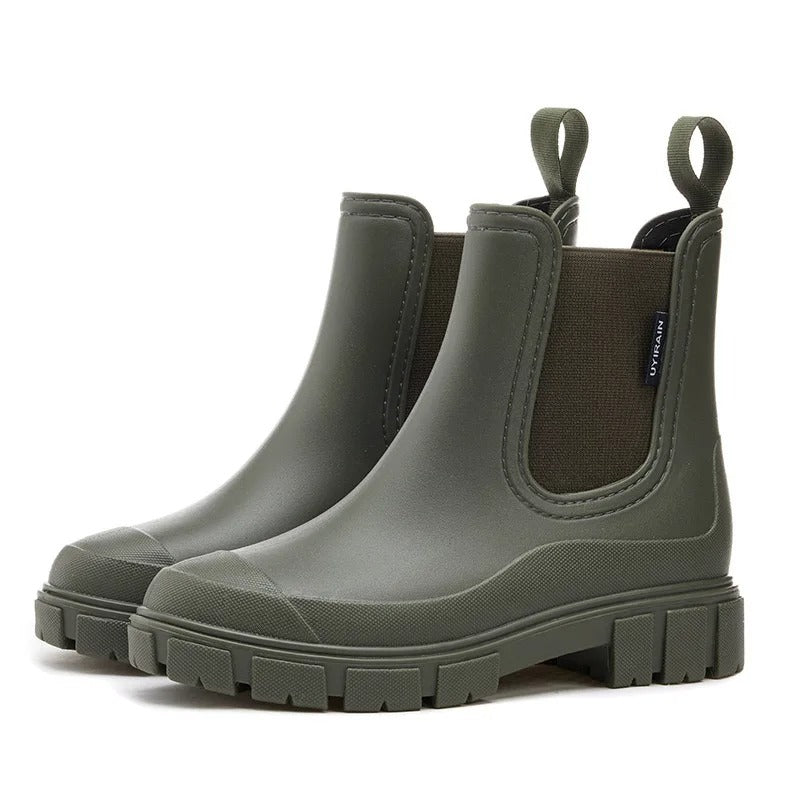 Women's Waterproof Ankle Boots - Stylish Non-Slip Rain Boots