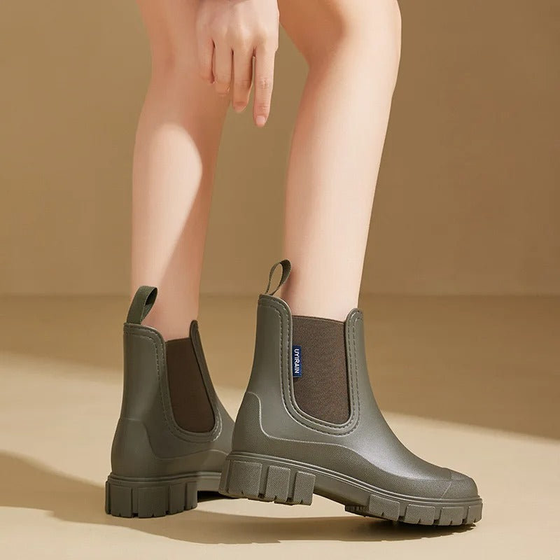 Women's Waterproof Ankle Boots - Stylish Non-Slip Rain Boots