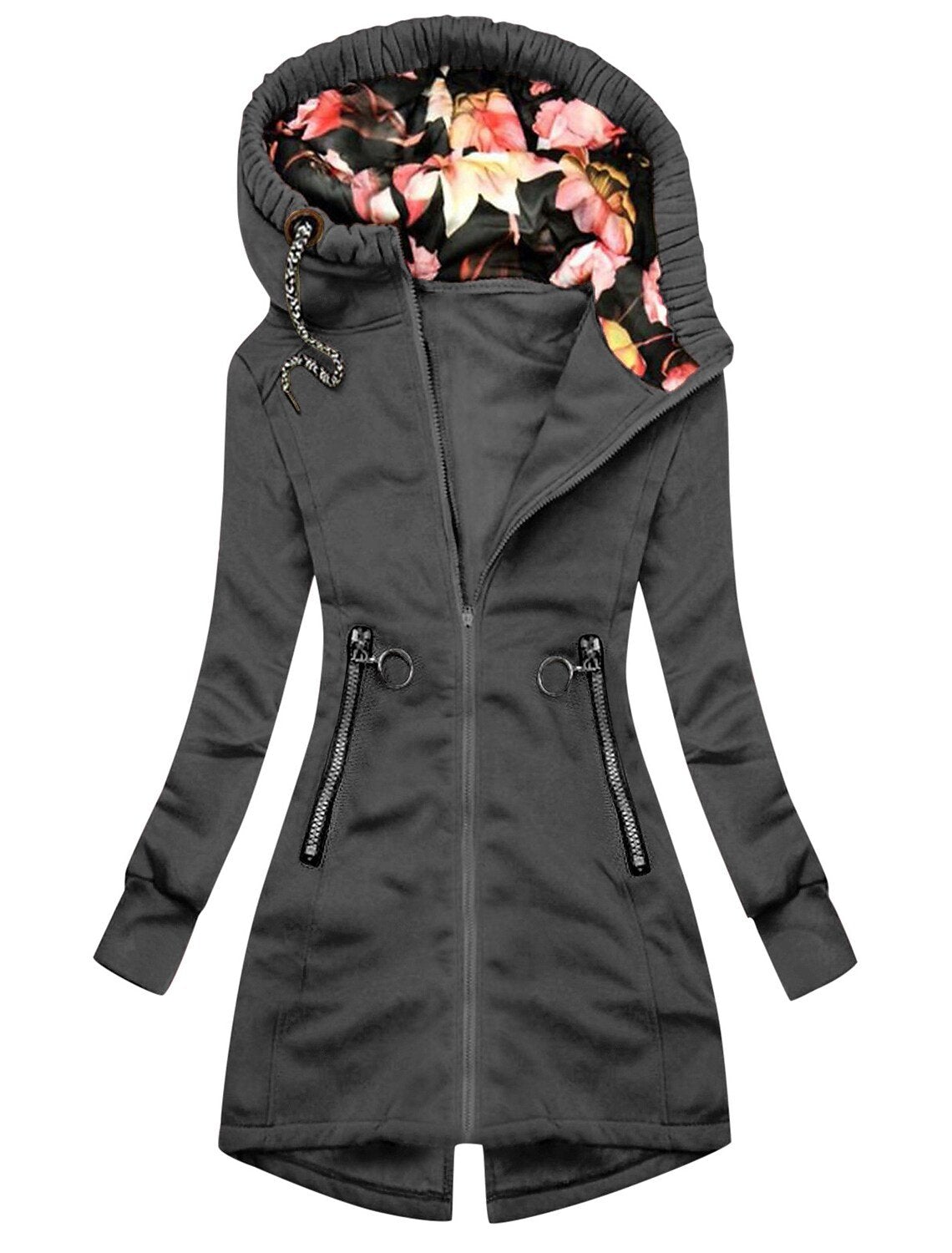 Women's Waterproof Hooded Rain Jacket with Floral Print - Ideal for Outdoor Activities