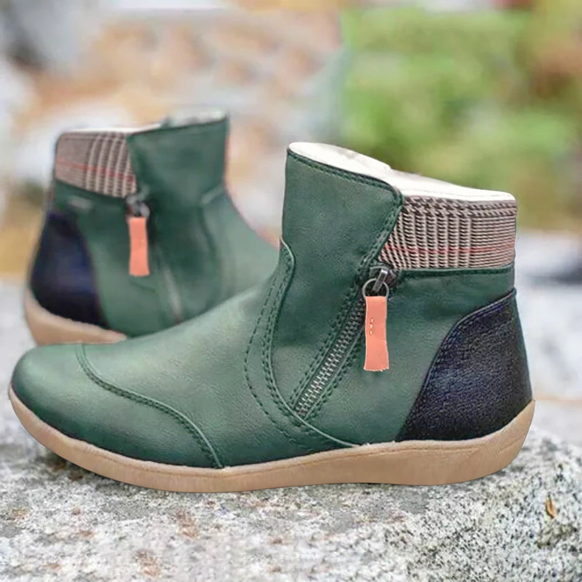 Women's Waterproof Leather Zip Ankle Boots