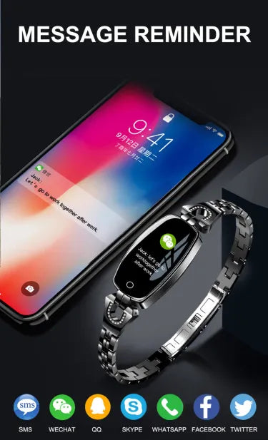 Women's Waterproof Smart Fitness Bracelet with HR & BP Monitor