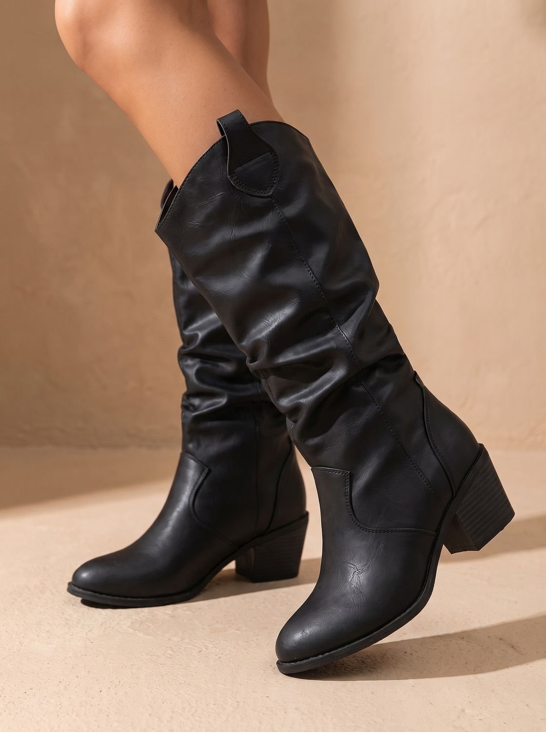 Women's Wide-Calf Pull-On Western Knee-High Boots