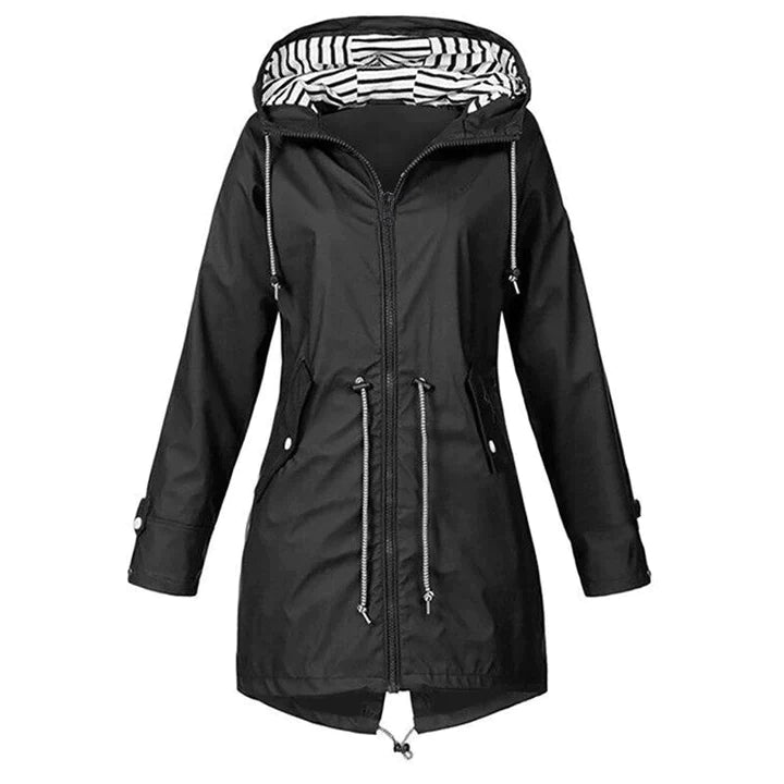 Women's Windproof Hooded Rain Jacket for Leisure Activities