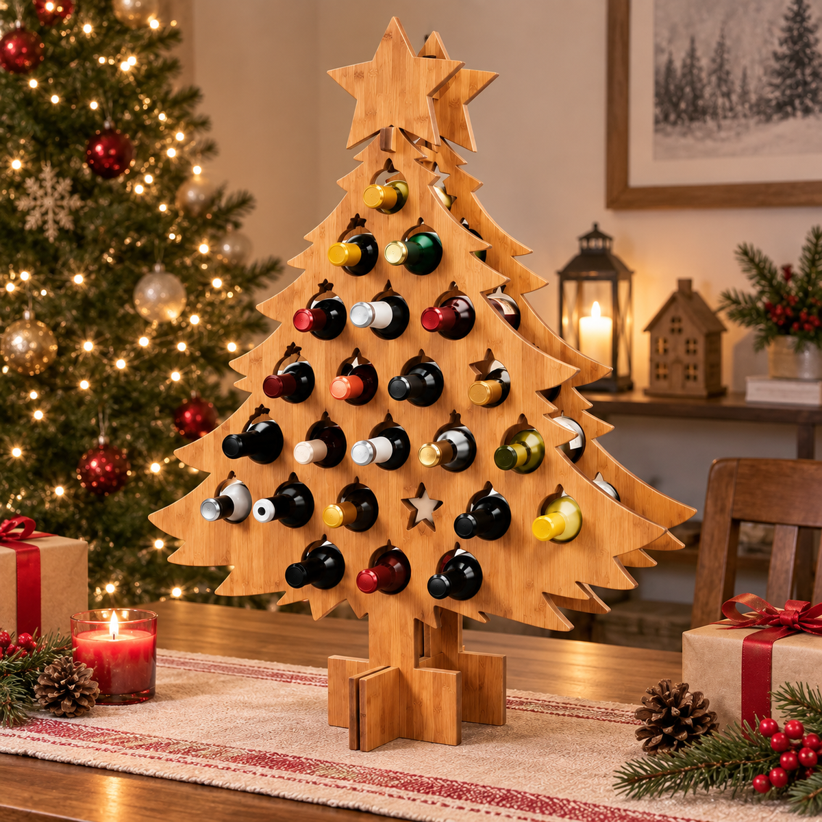 Wooden Advent Calendar | 24 Slots for Christmas Countdown Reusable Christmas Decoration | Vanero