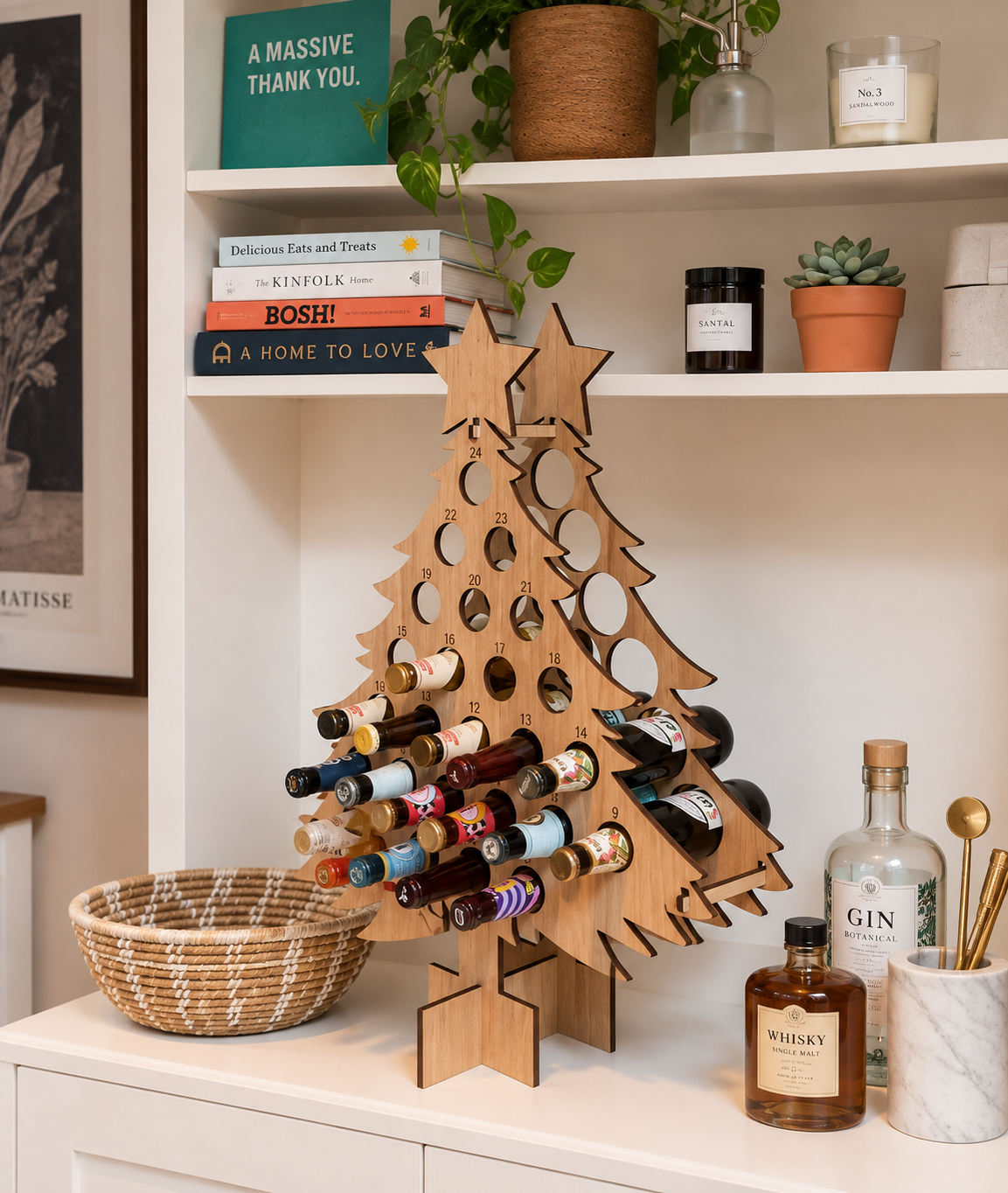 Wooden Advent Calendar | 24 Slots for Christmas Countdown Reusable Christmas Decoration | Vanero