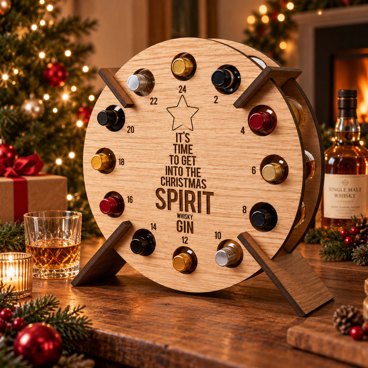 Wooden Advent Calendar | 24 Slots for Christmas Countdown Reusable Christmas Decoration | Vanero