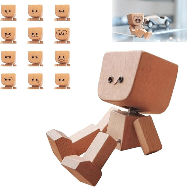 Wooden Decorative Figure | Movable Rocking Function | Changeable Faces | WobbleWood