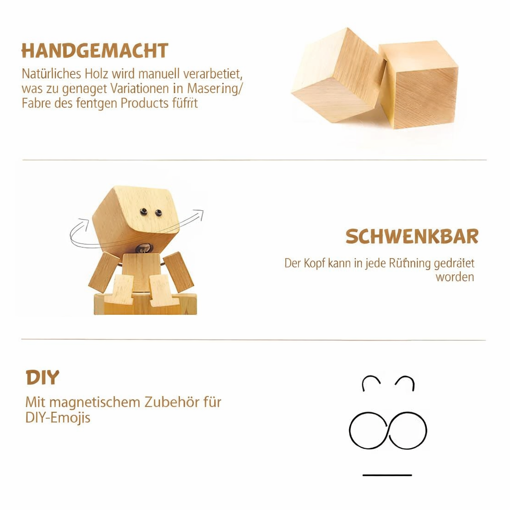 Wooden Decorative Figure | Movable Rocking Function | Changeable Faces | WobbleWood