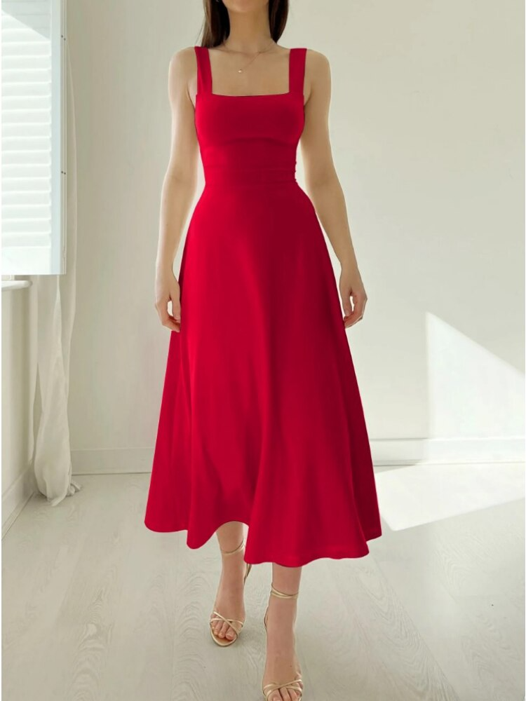 Image of Yvonne | Women's Sleeveless A-Line Midi Dress