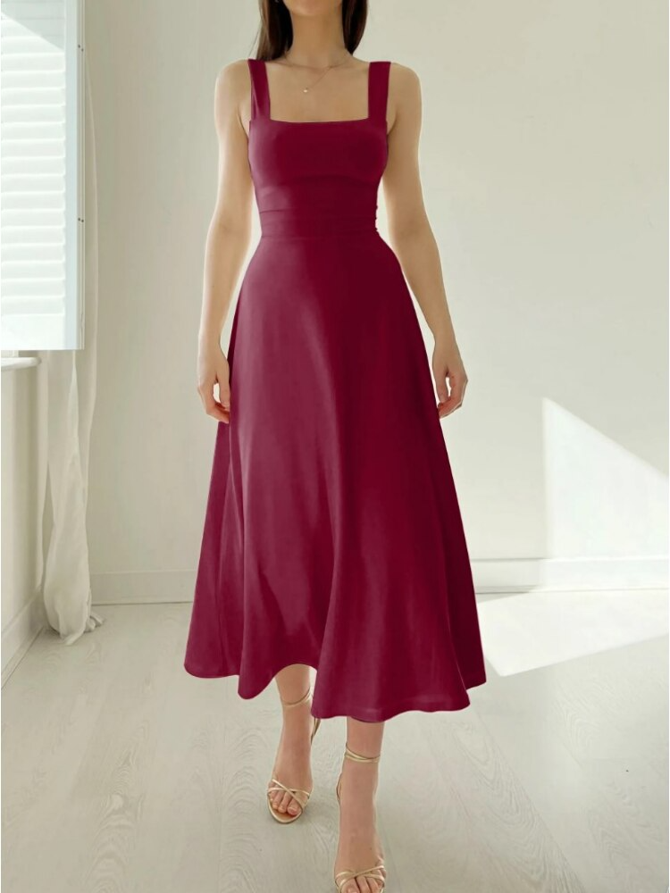 Image of Yvonne | Women's Sleeveless A-Line Midi Dress