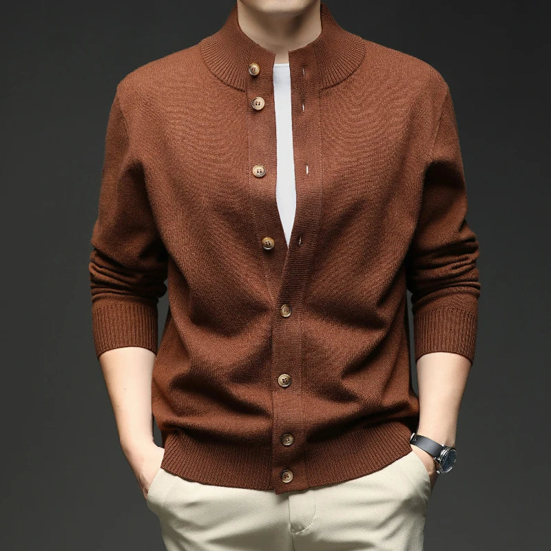 Image of Zane | Men's Button-Down Ribbed Knit Cardigan