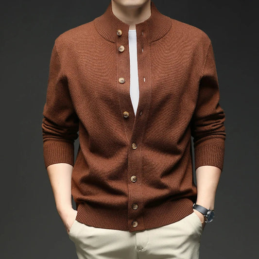 Image of Zane | Men's Button-Down Ribbed Knit Cardigan