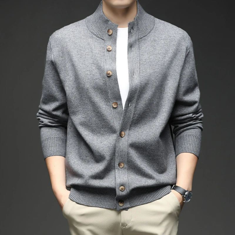Image of Zane | Men's Button-Down Ribbed Knit Cardigan