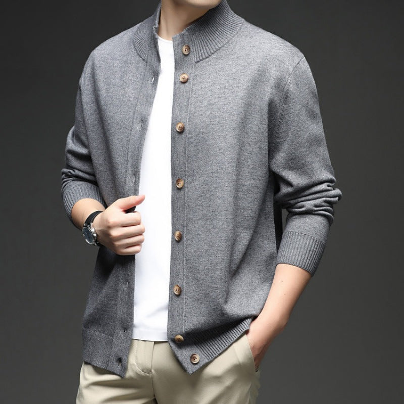 Image of Zane | Men's Button-Down Ribbed Knit Cardigan