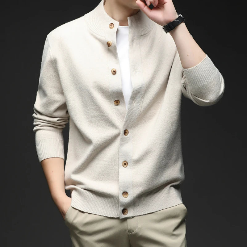 Image of Zane | Men's Button-Down Ribbed Knit Cardigan