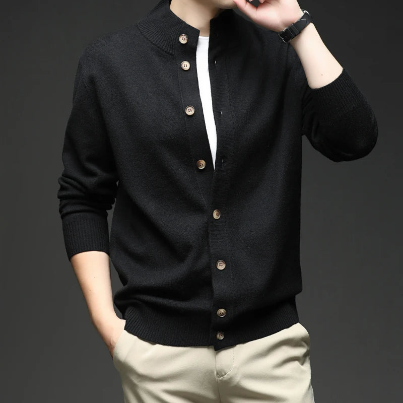 Image of Zane | Men's Button-Down Ribbed Knit Cardigan
