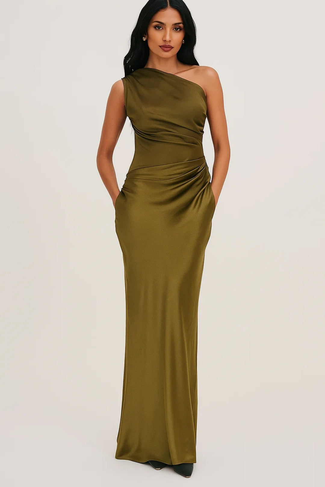 Image of Zara | Women's One Shoulder Fitted Maxi Dress