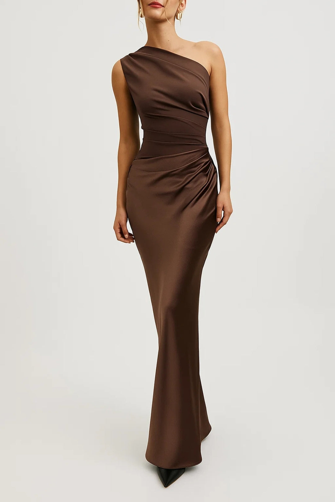 Image of Zara | Women's One Shoulder Fitted Maxi Dress