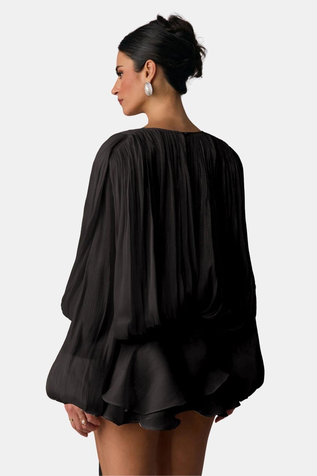 Image of Zoe | Women's Tie Neck Long Sleeve Mini Dress