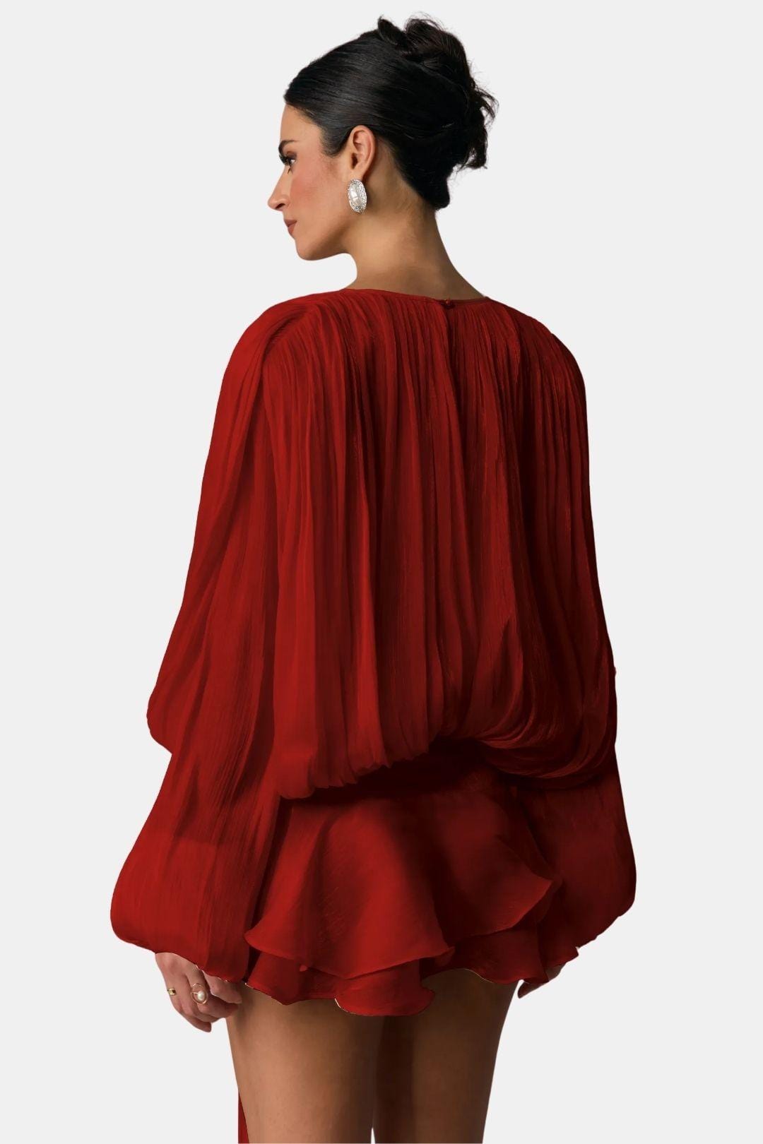 Image of Zoe | Women's Tie Neck Long Sleeve Mini Dress