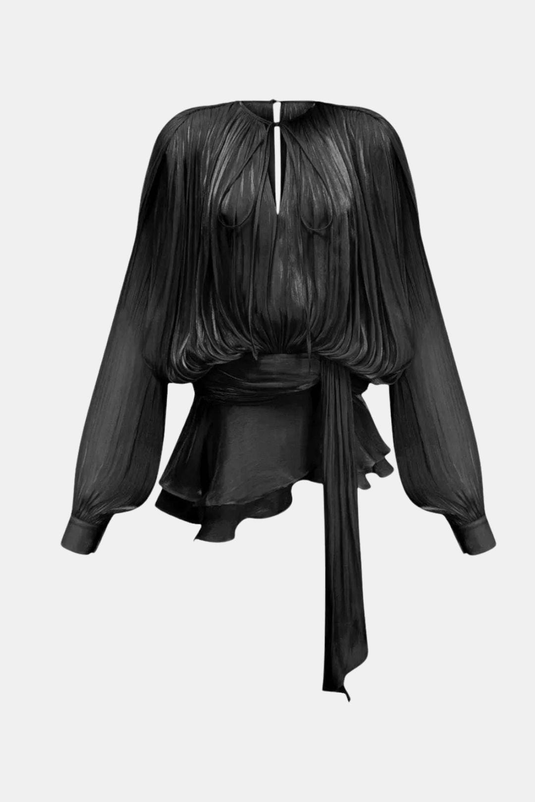 Image of Zoe | Women's Tie Neck Long Sleeve Mini Dress